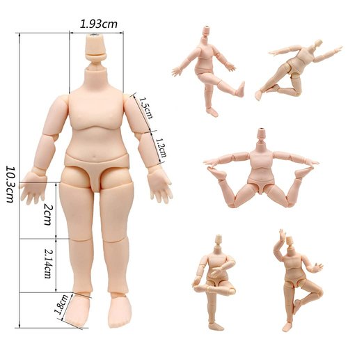 niannyyhouse DOD 10cm Doll Action Figures Body Suitable for 1/12 BJD Dolls Head (Coffee-Standard Package A)