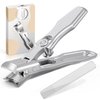 Nail Clippers for Men Thick Nails,INXEN Wide Jaw Opening No Splash Fingernail Clipper with Catcher,German Toe Nail Clippers for Thick Nails for Seniors, Stainless Steel Nail Cutter for Adult