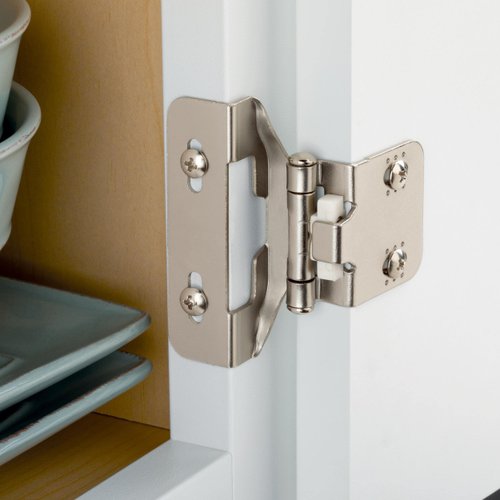 Franklin Brass (10-Pack) Self-Closing Cabinet Hinges Semi-Wrap 1/4" Overlay Hinges for Cabinet Doors Kitchen/Cabinets/Cupboards/Furniture Satin Nickel H01911K-SN-B
