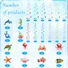 42 Pieces Sea Animals Hanging Swirl Decorations，Ceiling Decor Ocean Themed Party，Tropic Fish Beach Party Favors Supplies
