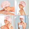 Silk Bonnet 100% Mulberry Silk Sleep Cap Breathable & Adjustable Sleeping Caps Silk Hair Wrap Women Night Cap for Curly Hair (Pink)