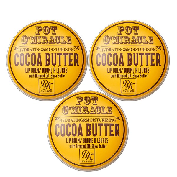 Ruby Kisses Pot O'Miracle Hydrating & Moisturizing Cocoa Butter Lip Balm with Almond Oil and Shea Butter- RB04D1 (3 PACK)