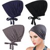 SHEHARUHI 3PCS Women's Elasticized Bandana Hat Women Under Scarf Hat Hijab Cap Bandana Hat with Adjustable Elastic Strap