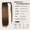 JIAMEISI Ponytail Extension Human Hair Wrap Around Clip in Hair Piece Ponytail Extension Human Hair Straight Ponytail Hair Extensions with Magic Paste 90G 20 Inch #4 Medium Brown