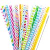 JANYUN 40 Pieces Reusable Straws BPA-Free 9" Colorful Printing Hard Platic Stripe Drinking Straw for Mason Jar Tumbler Family or Party Use Cleaning Brush Included Random Style (Casual Style)