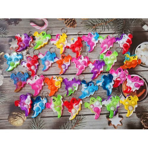 Roaqua Bulk 30 Packs Ghost Push Fidget Bubble Mini Pop Fidget for Teens and Kids,Small Birthday Halloween Party Favors Supplies and Classroom Student Prizes Gifts