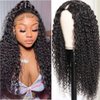 Amznlady Curly V Part Wig Human Hair Brazilian Virgin Human Hair Wigs for Black Women Upgrade U Part Wig Glueless Full Head Clip In Half Wig V Shape Wig No Leave Out 180% Density Natural Color 20 Inch