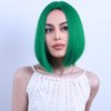 PATTNIUM Green Wig for Women Green Bob Wig Dark Green Wig Short Straight Bob Wig Middle Part Wig Heat Resistant Synthetic 12 '' Wig with Wig Cap