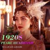 GENBREE 1920s Flapper Headband Black Feather Headpiece Peacock Hair Band Cocktail Head Accessories for Women (Style 2)