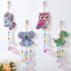 Diamond Art Kit for Kids Gifts, 4 Pcs Double Sided Wind Chime, Crystal Rhinestone Painting, Animal Style Hanging Ornament for Home Window Beginners Craft DIY Supplies