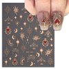 6 Sheets Sun Star Nail Art Stickers Moon Nail Stickers Fish Bone Nail Decals Gold Rose Sliver Fish Bone Moon Star Design Nail Art Supplies for Women Girls Acrylic Nails Decorations Salon Accessories