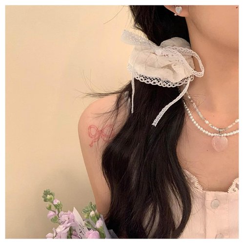 Andelaisi Boho Bow Hair Scrunchies Lace Elastic Scrunchies Vintage Lace Elastic Hair Rope Big Scr...