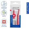 Curaprox CPS 07 Prime Start Interdental Brushes Set, 5 interdental Brushes CPS 07 Prime + 1 Holder UHS 409 + 1 Holder UHS 470, 0.7 mm to 2.5 mm, Red