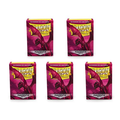 5 Packs Dragon Shield Matte Magenta Standard Size 100 ct Card Sleeves Value Bundle!