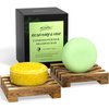 Rosemary Solid Shampoo and Conditioner Bar Set for Hair Growth, Straight Curly Oily Dry Hair Moisturizing Cleansing Zero Waste 2x80g Soaps 2 Wooden Holder Mother's Day Gift