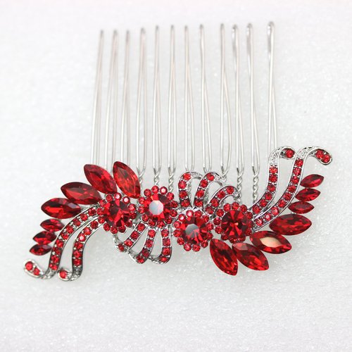 Faship Red Crystal Hair Comb