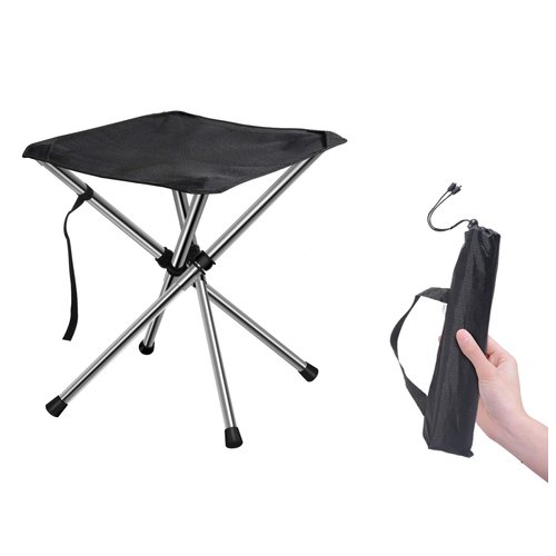 chiitek Foldable Camping Stool Travel Chair Super Compact Ultralight Weight Tiny Size to Carry Out to Hiking, Beach, Camping, Fishing Unfolded Size 12.6 * 12.6 * 13.8inches.