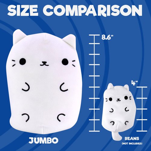 Cats vs Pickles - Holiday Jumbo - Snowball - 8" Super Soft & Squishy Bean-Filled Weighted Stuffed Animals - Great for Kids - Collect as Desk Pets, Fidget Toys, or Sensory Toys., Small (V1169)