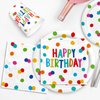 Happy Birthday Decorations: Kids' Birthday Party Supplies with Dots Design - Includes Happy Birthday Plates and Napkins, Disposable Paper Cups, Serves 16
