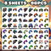 Monster Truck Temporary Tattoos for Kids, 96PCS Birthday Party Supplies Favors Super Cute Fake Tattoos Stickersfor Boys Party Decorations School Rewards Gifts