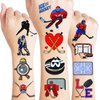 8 Sheets (96PCS) Ice Hockey Temporary Tattoos Sports Themed Birthday Party Supplies Favors Decorations Decor Stickers for Kids Gifts Classroom School Prizes Rewards