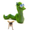 Smiley Snake Sensory Squeaky Rubber Dog Toy for Small & Medium Dogs (Green) Natural Rubber (Latex) Lead Chemical-Free Soft Unstuffed