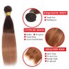 10A Ombre Human Hair Bundles Straight Bundles Brazilian 100% Unprocessed Virgin Remy Hair Bundles Straight Ombre Hair 2 Tone Black to Honey Brown Human Hair Extensions (T4/30, 20 22 24)