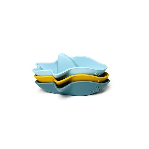 3 PCS Silicone Swimming Boat, Summer Toy, Bath Boat, Floating Shark Boats for Bathtub BPA-Free Teether Stacker Bath Toy Set for Baby Toddlers