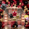 Movie Night Balloon Garland Arch Kit, Red Black Gold Balloons with Camera Star Foil Popcorn Flim Clapperboard Balloons for Birthdays Anniversaries Movie Theater Film Party Decorations