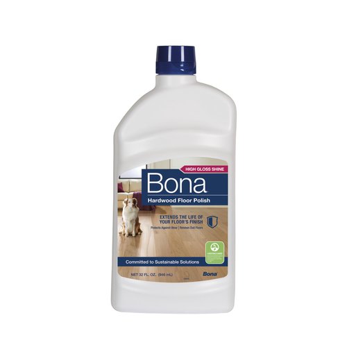 Bona Hardwood Floor Polish - 32 fl oz - High Gloss Shine - 32 oz covers 500sq ft of flooring - for use on Wood Floors