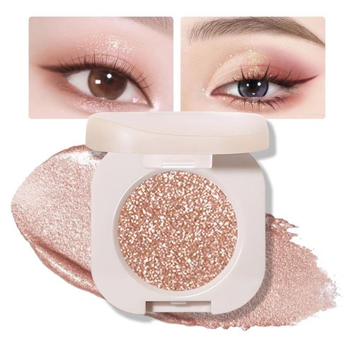 FeiCuiYun Monochrome Glittler Eyeshadow, light Shimmer eyeshadow, pressed glitter eyeshadow, Glittler Matte Pressed Powder Single Vegan Eyeshadow; Talc, Paraben & Cruelty Free, Moonstone (09)