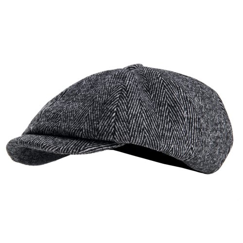2 Pack Newsboy Cap Peaky Herringbone Baker Boy Flat Caps for Men Women (Black and Gery)