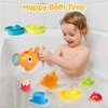 Water Table Toys for Toddlers 1-3, 16PCS Bath Toys for Babies 6-12 Months wtih Floating Boats, Stacking Cups, Shark Water Can & Marine Animal Silicone Toys, Pool Beach Toys Idea Gift for Boys Girls