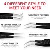 Lash Tweezers-SialBE Diamond Grip Eyelash Tweezers-4 Pcs Eyelash Extension Tweezers With Silver Tip, Multipurpose Eyelash Tweezers For Extensions
