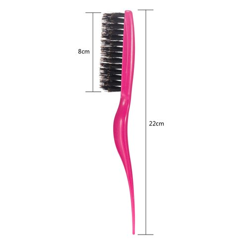 2 Pieces Boar Bristle Brush Comb Hair Teasing Brush for Women Men Salon Boar Nylon Bristle Beauty Styling Backcombing Brush (Fuchsia and Black)