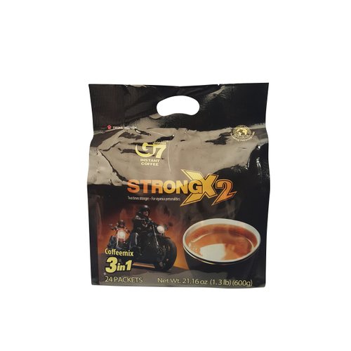 Trung Nguyen — G7 Strong X2 3 in 1 Instant Coffee — Roasted Ground Coffee Blend w/Non-dairy Creamer and Sugar — Strong and Bold — Instant Vietnamese Coffee (24 Single Serve Packets)