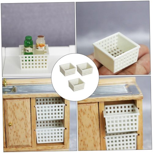 Toyvian 6 Pcs Dollhouse Basket Hamper Baskets Mini Kitchen Accessory Small House Model Miniature Furniture DIY Handicraft Accessory Small House Furniture White Fairy Container Micro Scene