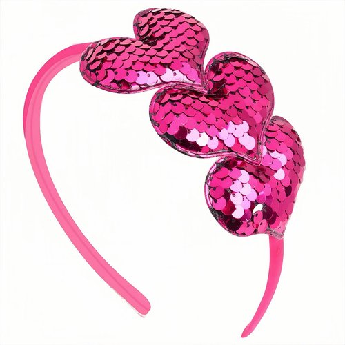 Valentines Day Heart Headband Rose Red Sequins Hair Band ,3 Glitter Love Hearts Hair Accessories for Women Girls Kids, Birthday New Year Wedding Party Costumes Headdress Decoration Hair Hoop 1 Pcs