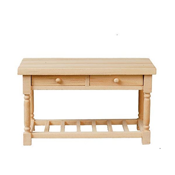 Melody Dollhouse Kitchen Table Work Bench Miniature Unfinished Bare Wood Furniture