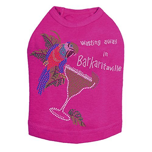 Wasting Away in Barkaritaville Parrot Dog Shirt M FUCHSIA