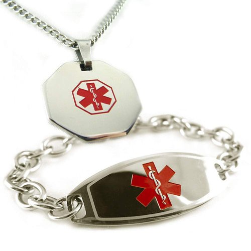 My Identity Doctor - Custom Engraved Medical ID Bracelet and Alert Necklace for Women - Stainless Steel, 6 Inches