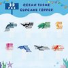 WERNNSAI 32 Pcs Ocean Cupcake Toppers - Ocean Theme Under the Sea Birthday Party Decorations for Boys Kids Ocean Animals Fish Cake Toppers Dolphin Cake Decor Picks Baby Shower Birthday Party Supplies