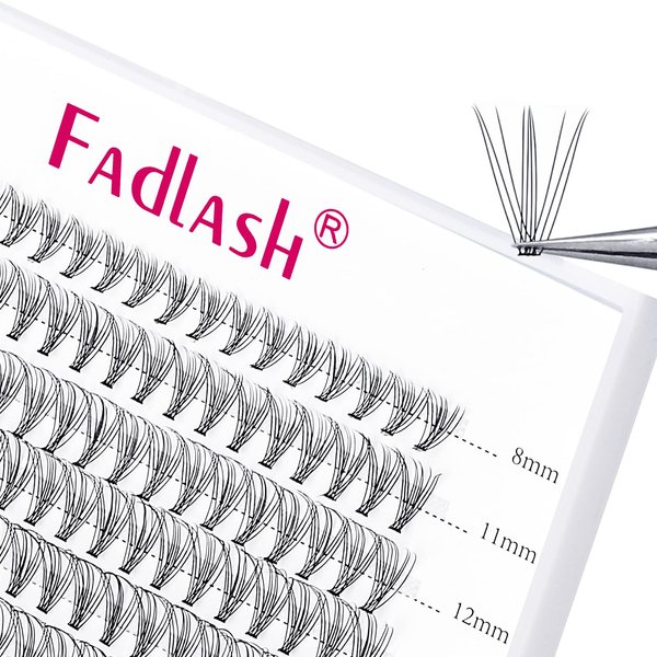 FADLASH Lash Clusters Extensions Individual Lashes Natural Soft 120pcs 10D C Cur Natural Long Black Faux Mink Volume Lash Extensions Reusable Artificial Eyelashes (10D-0.07-C, 8-15mm)