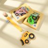 AmazingM Baby Food Grade Silicone Car Teether Toy with Pacifier Clip Holder,Teething Pain Relief Toys Gift Set for 3 Months+ Boys and Girls,Freezer Safe,BPA Free (Bulldozer, Yellow)