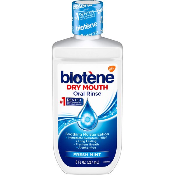 biotène Oral Rinse Mouthwash for Dry Mouth, Breath Freshener and Dry Mouth Treatment, Fresh Mint - 8 fl oz