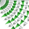 20M/65FT Green Silver Triangle Pennant Banner Flag Metallic Fabric Bunting Garland for Christmas Graduation Wedding Engagement Anniversary Bachelorette Birthday Bridal Shower Hen Party Supplies