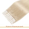 Lovrio 14" 20pcs 50g Remy Straight Tape in Human Hair Extensions Invisible 60 Platinum Blonde Tape ins Hair