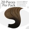 Full Shine Tape in Hair Extensions 16 Inch Black Tape in Human Hair 1B Fading to 6 and 27 Honey Blonde Skin Weft Hair Extensions Tape in 20 Pcs 50 Grams Tape in Real Hair Extensions