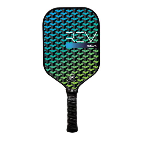 Rev Pickleball Pro-Performance Paddle - Pickleball Racket - Fiberglass face - Honeycomb Core - 13mm - 16"x8"- 8oz - USA Pickleball Approved - Elation - Green