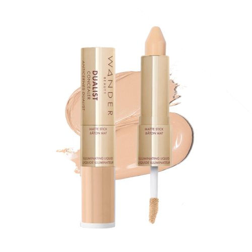 Wander Beauty Dualist Matte and Illuminating Concealer Makeup - Fair Light - Dual-Ended Matte Concealer Stick + Liquid Concealer - Full Coverage Concealer Brightens, Firms, & Hydrates - 0.28 fl oz